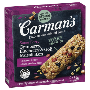 Carman's Super Berry Muesli Bars Cranberry, Blueberry & Goji