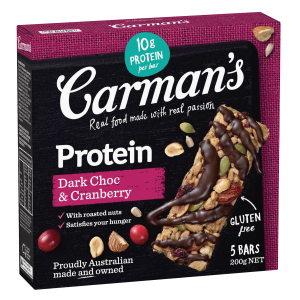 Carman's Protein Bars Dark Choc & Cranberry 5 Pack