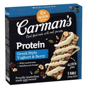 Carman's Protein Bars Greek Style Yoghurt & Berry