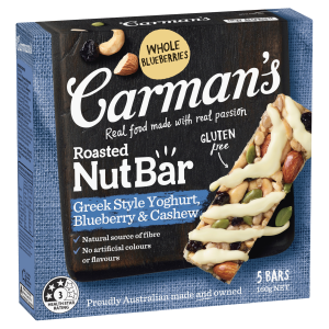 Carman's Roasted Nut Bar Greek Style Yoghurt, Blueberry & Cashew 160g