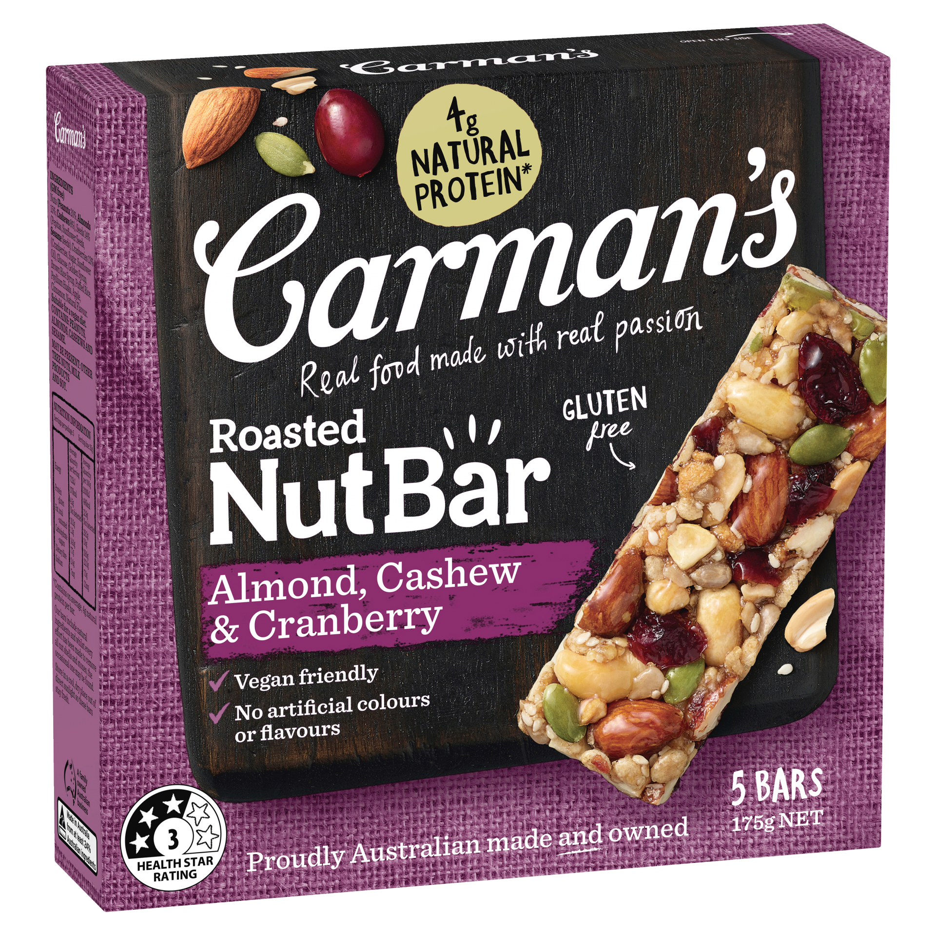 Almond, Cashew & Cranberry Nut Bars 5 Pack