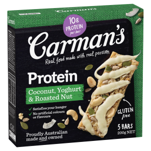 Carman's Protein Bars Coconut, Yoghurt & Roasted Nut 5 Pack 200g