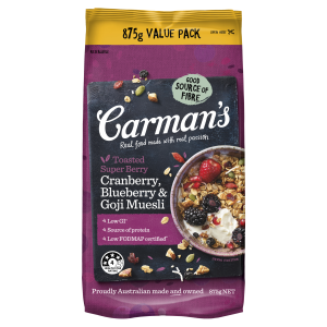 Carman's Toasted Super Berry Cranberry, Blueberry & Goji Muesli Value Pack 875g