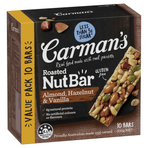 Carman's Roasted Nut Bars Almond, Hazelnut & Vanilla - 10 Bars Value Pack