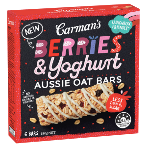 Carman's Aussie Oat Bars Berries & Yoghurt 6 Pack 180g