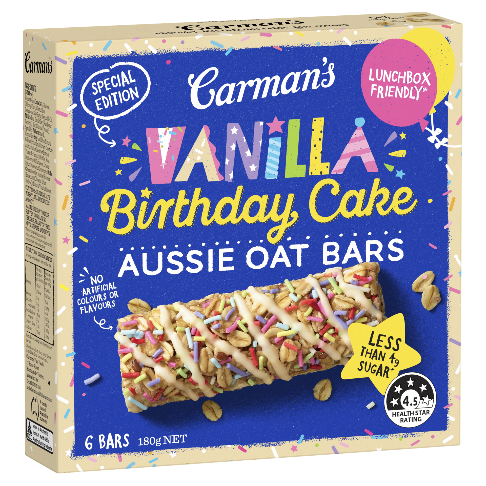 Special Edition Vanilla Birthday Cake Aussie Oat Bars