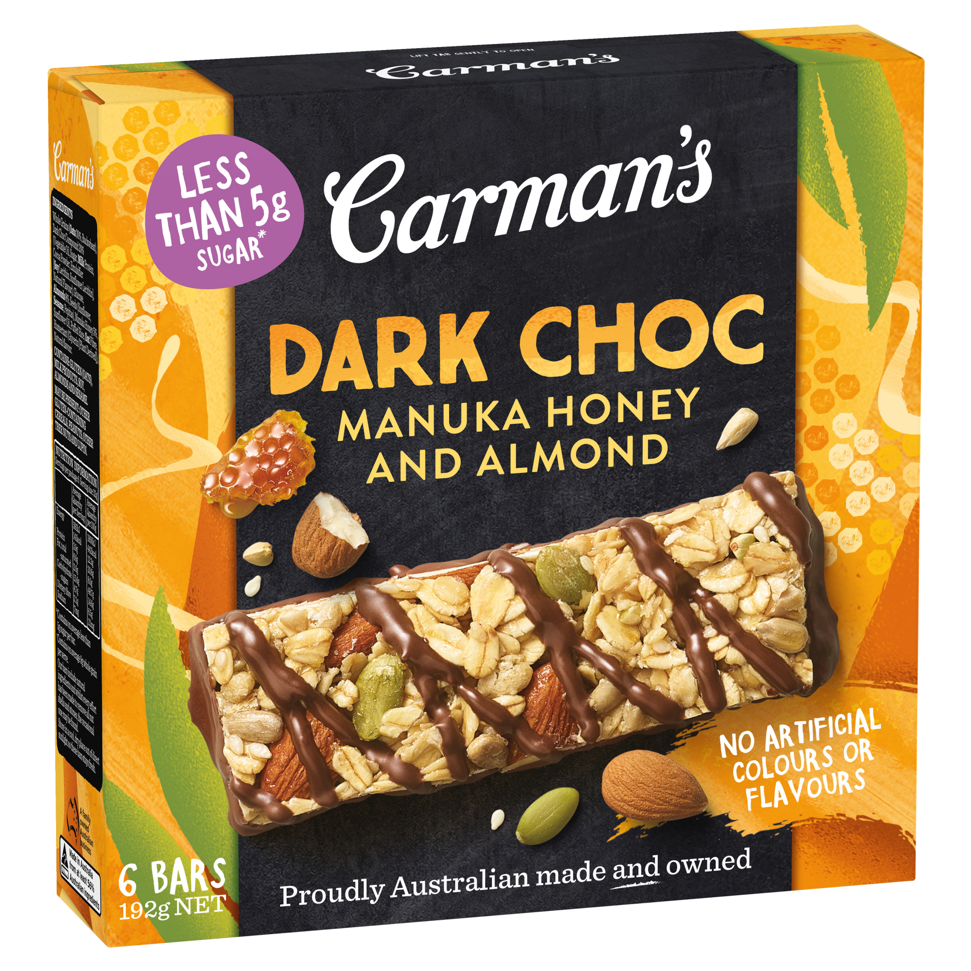 Dark Choc Manuka Honey and Almond Muesli Bars