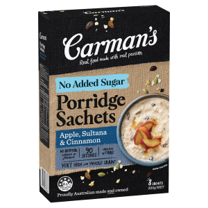 photo of carman's low sugar porridge sachets