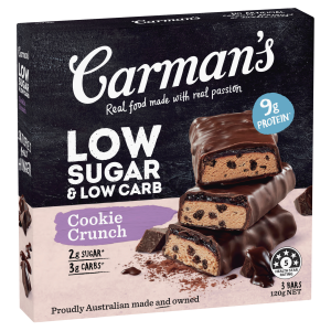 Carman's Low Sugar & Low Carb Cookie Crunch 3 Pack 120g