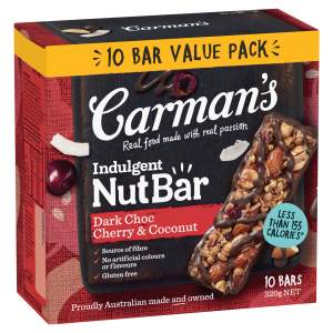 Carman's Indulgent Nut Bar Dark Choc Cherry & Coconut 320g