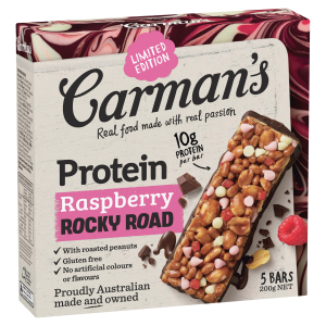 Carman's Protein Bars Raspberry Rocky Road 5 Pack 200g
