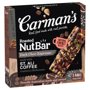 Carman's Roasted Nut Bar Dark Choc Espresso 5 Pack