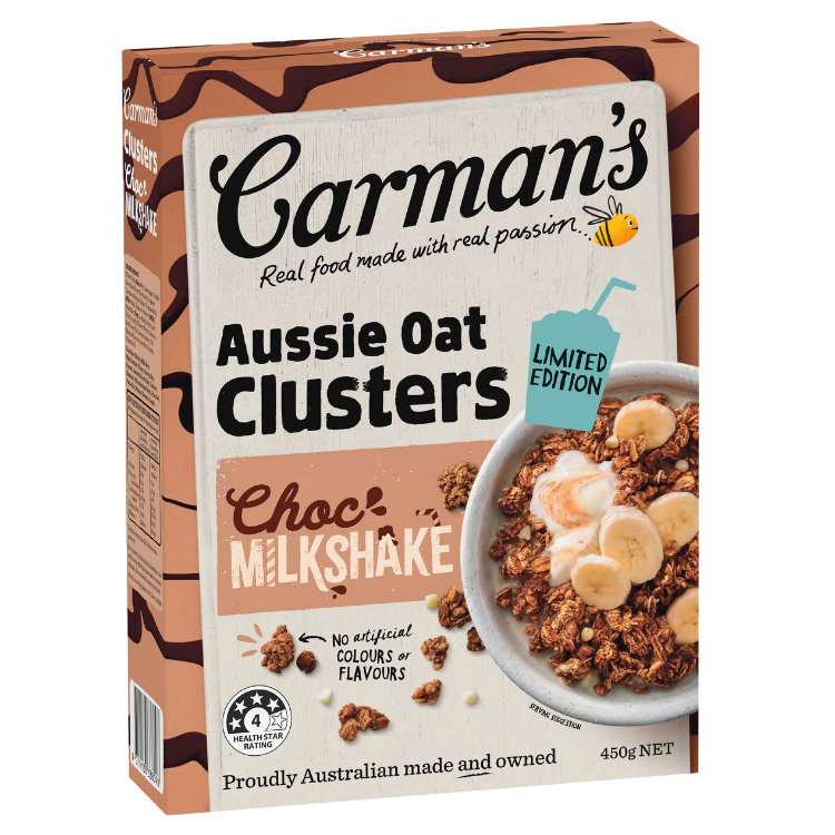 Aussie Oat Clusters Limited Edition Choc Milkshake | Carman's Kitchen ...