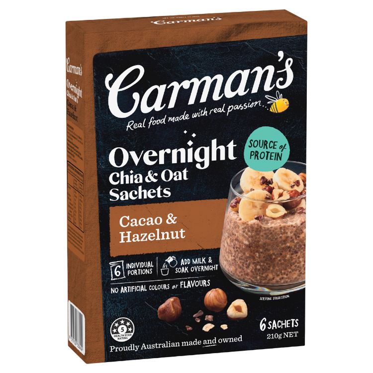 Overnight Chia & Oat Sachets Cacao & Hazelnut